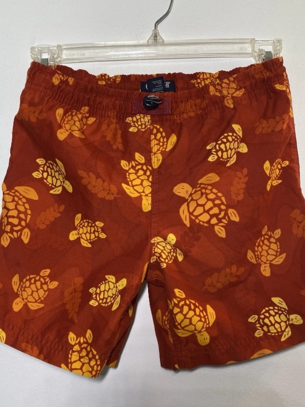 OshKosh Boys 4T Swim Trunks Suit Print Mesh Lined Board Shorts Orange Turtle